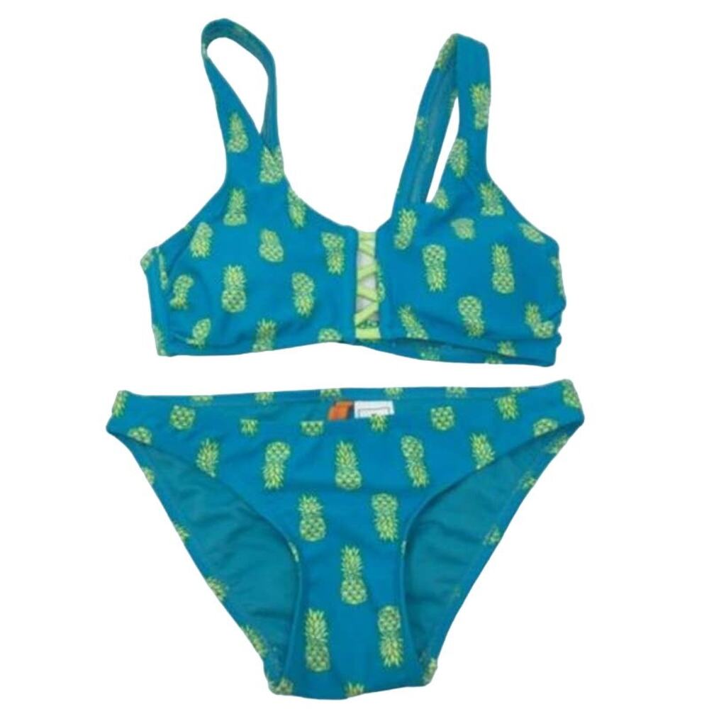 NEW Green Coast Girls Two Piece Bikini Set Pineapple Fruit Print Padded Small